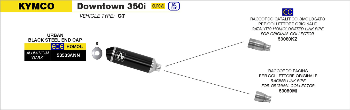 Terminale Urban acciaio inox con fondello Dark