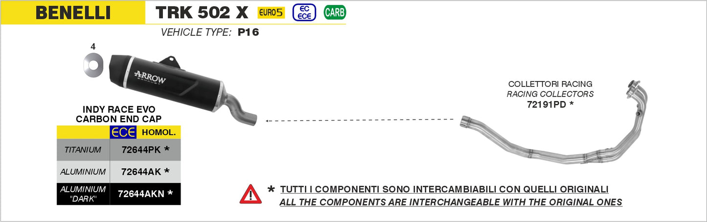 Terminale Indy Race EVO alluminio con fondello carby