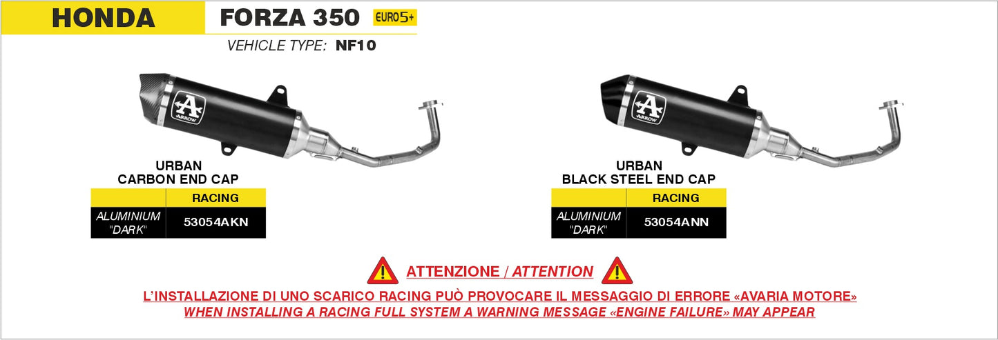 Kit completo racing con terminale Urban in alluminio Dark con fondello inox Black