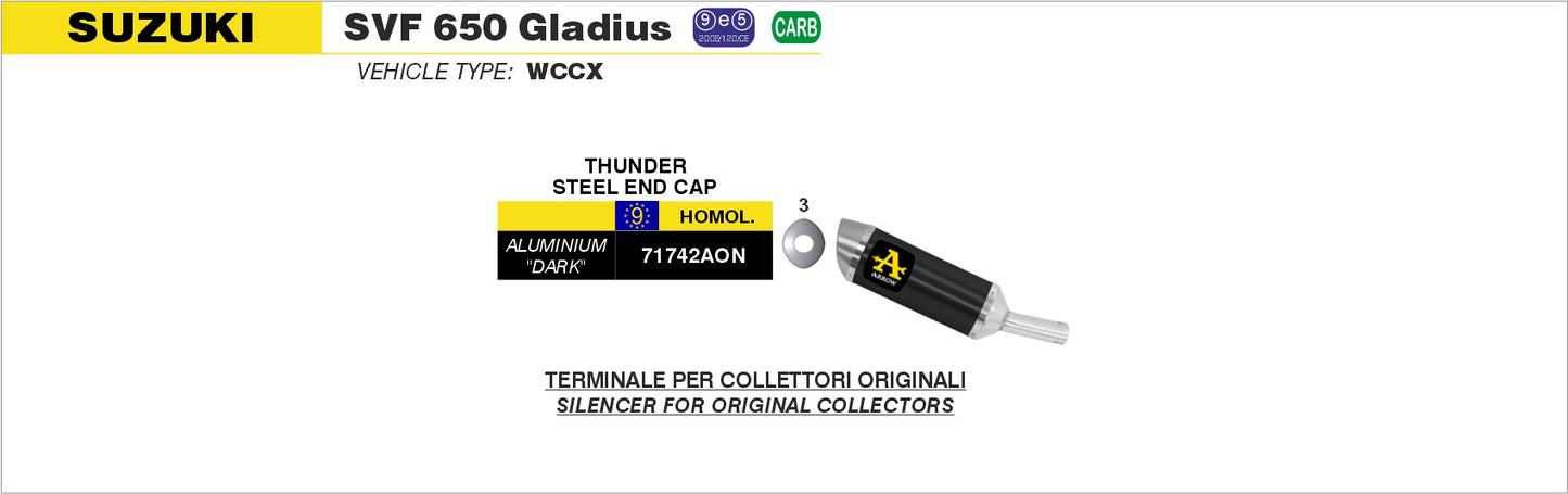 Terminale Street Thunder aluminium Dark per collettori originali