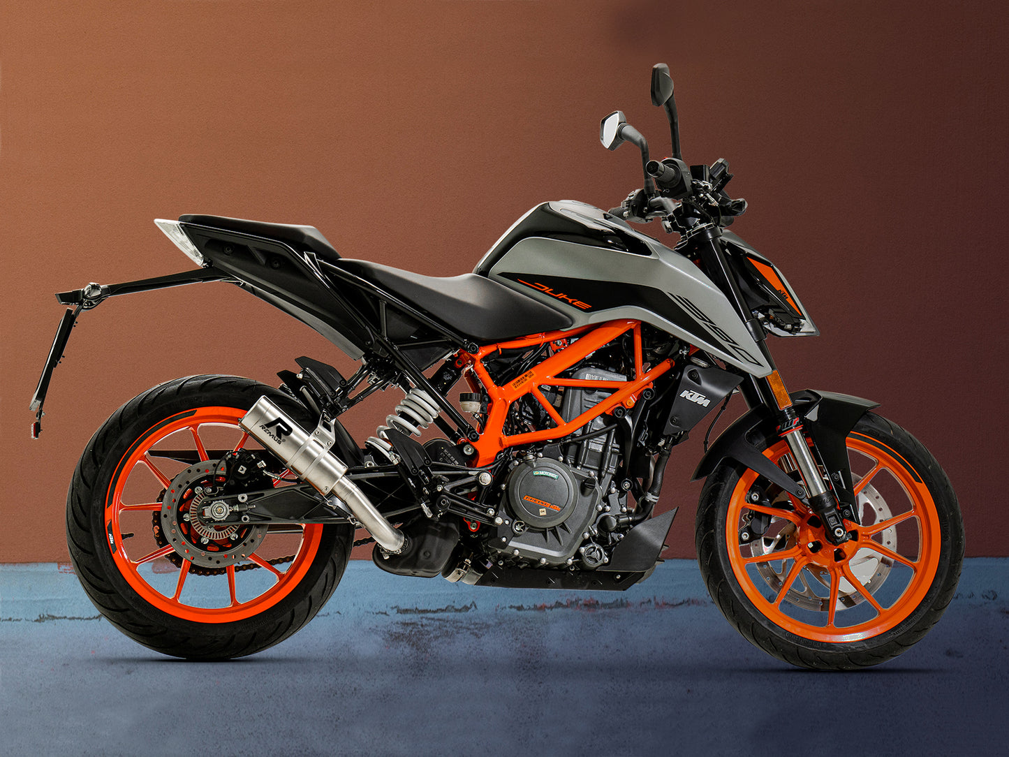 Remus Mesh stainless steel brushed homologated slip-on for KTM 390 DUKE 2021-2023