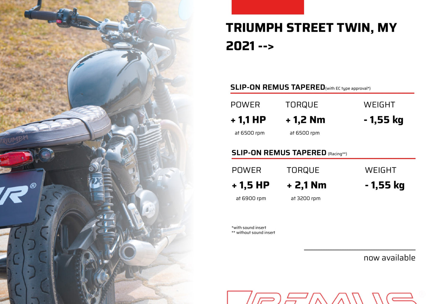 Remus Custom stainless steel matt slip-ons set racing for TRIUMPH STREET TWIN 2021-2023