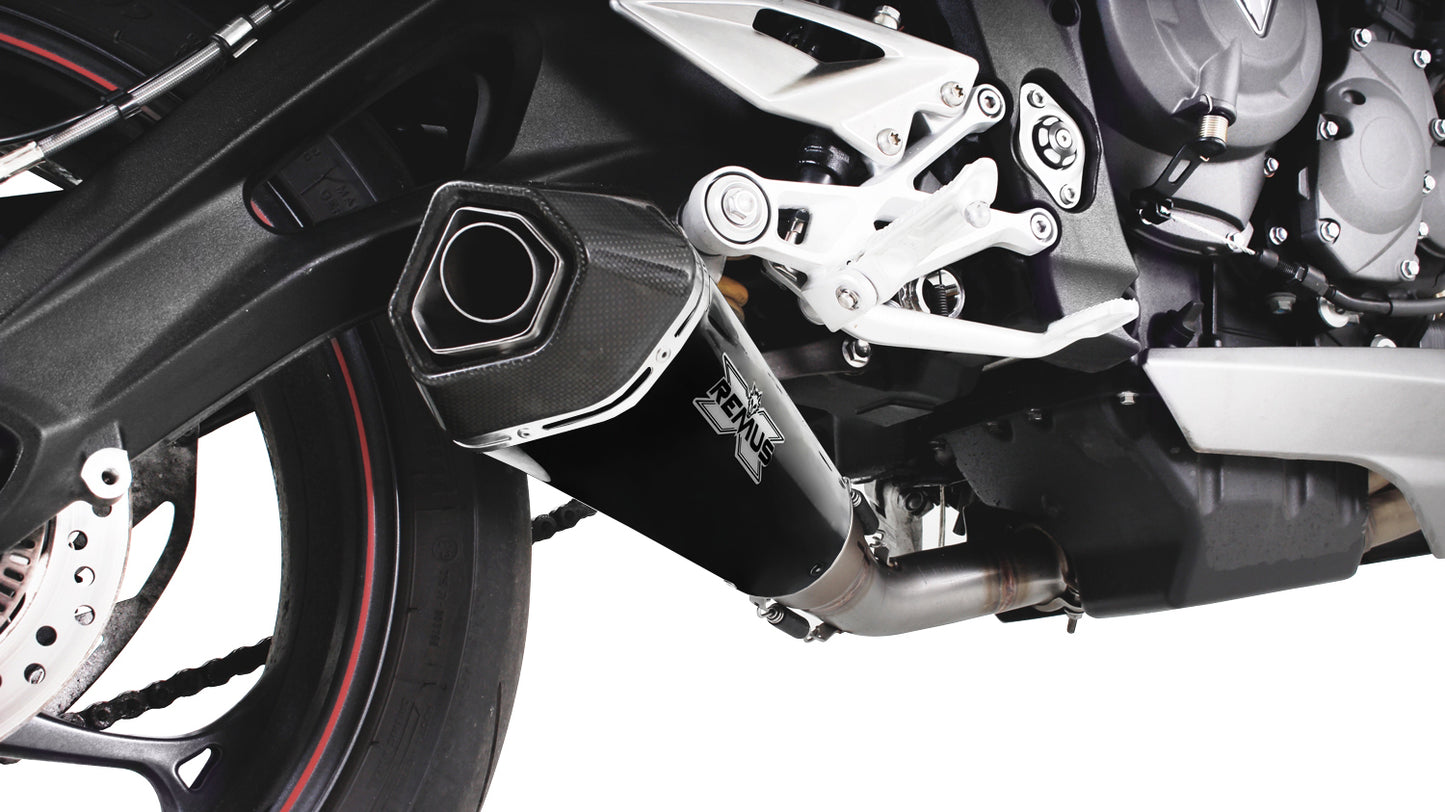Remus Hypercone stainless steel black EC approved slip-on for TRIUMPH STREET TRIPLE 765 R/S/RS 2017-2019