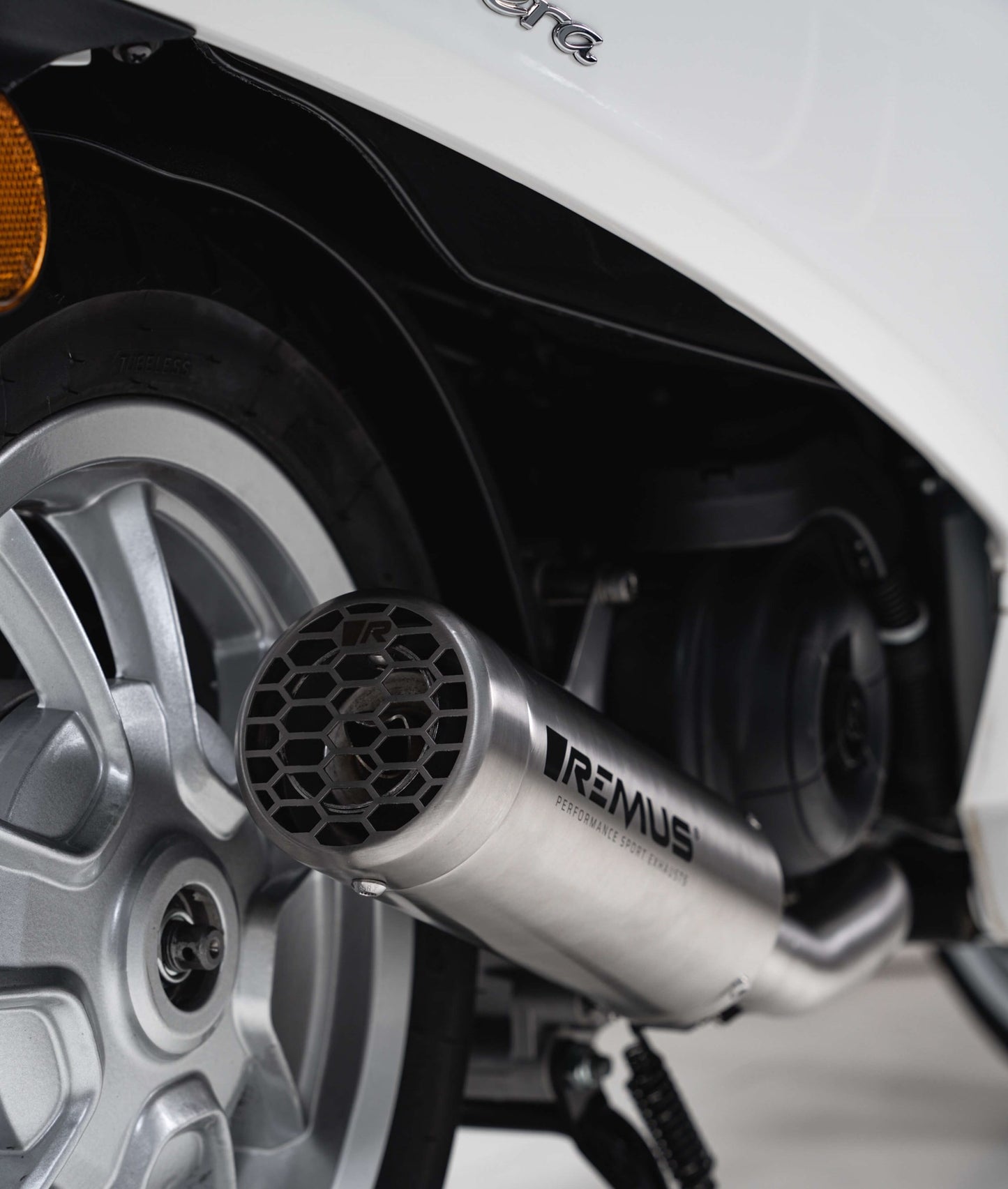 Remus Mesh stainless steel brushed racing exhaust system for VESPA 50 PRIMAVERA 2022-2024