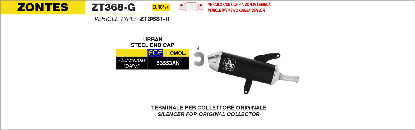 Terminale Urban in alluminio Dark con fondello inox
