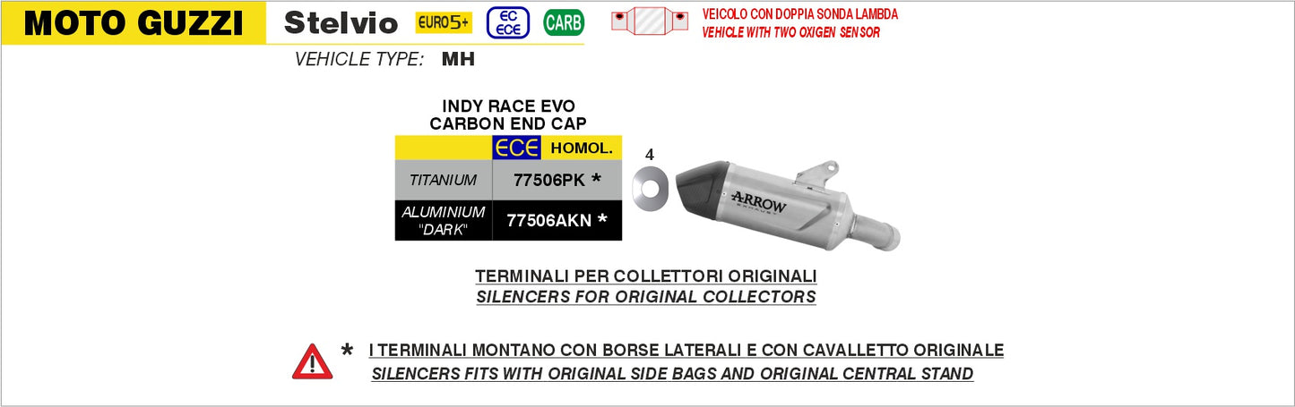 Terminale Indy Race EVO alluminio Dark con fondello carby