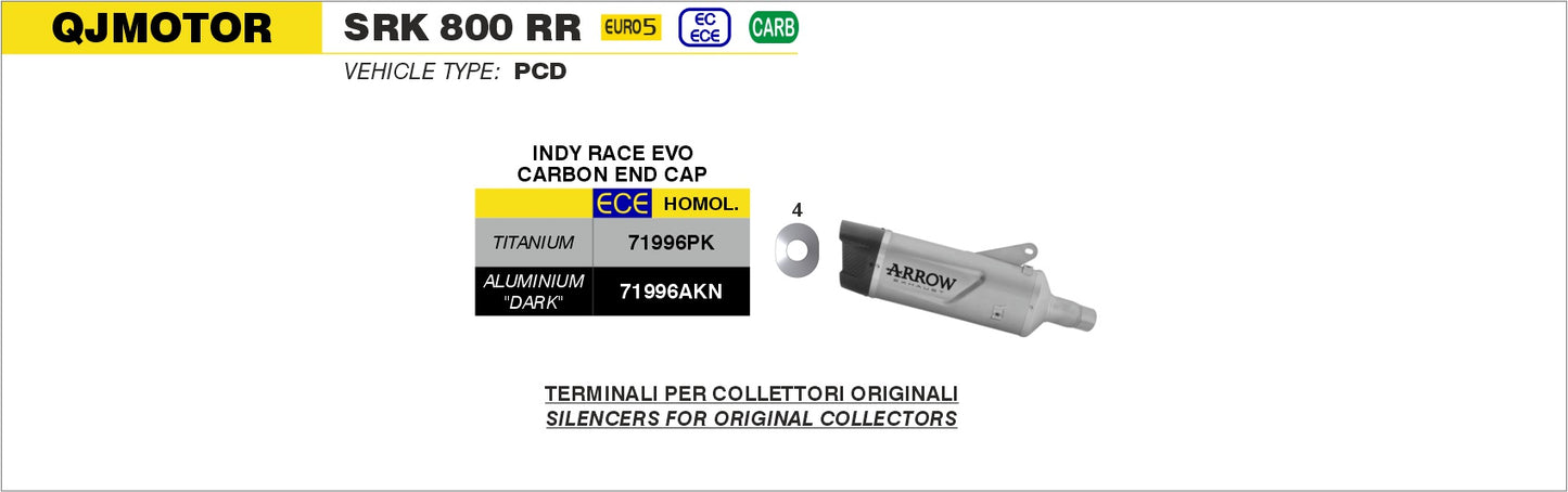Terminale Indy Race EVO titanio con fondello carby