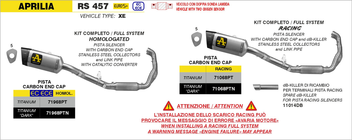 Kit completo racing con terminale Pista in titanio