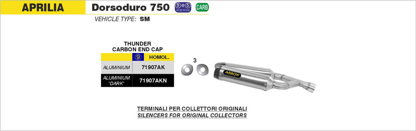 Terminali Thunder alluminio Dark (Dx+Sx) con fondello carby