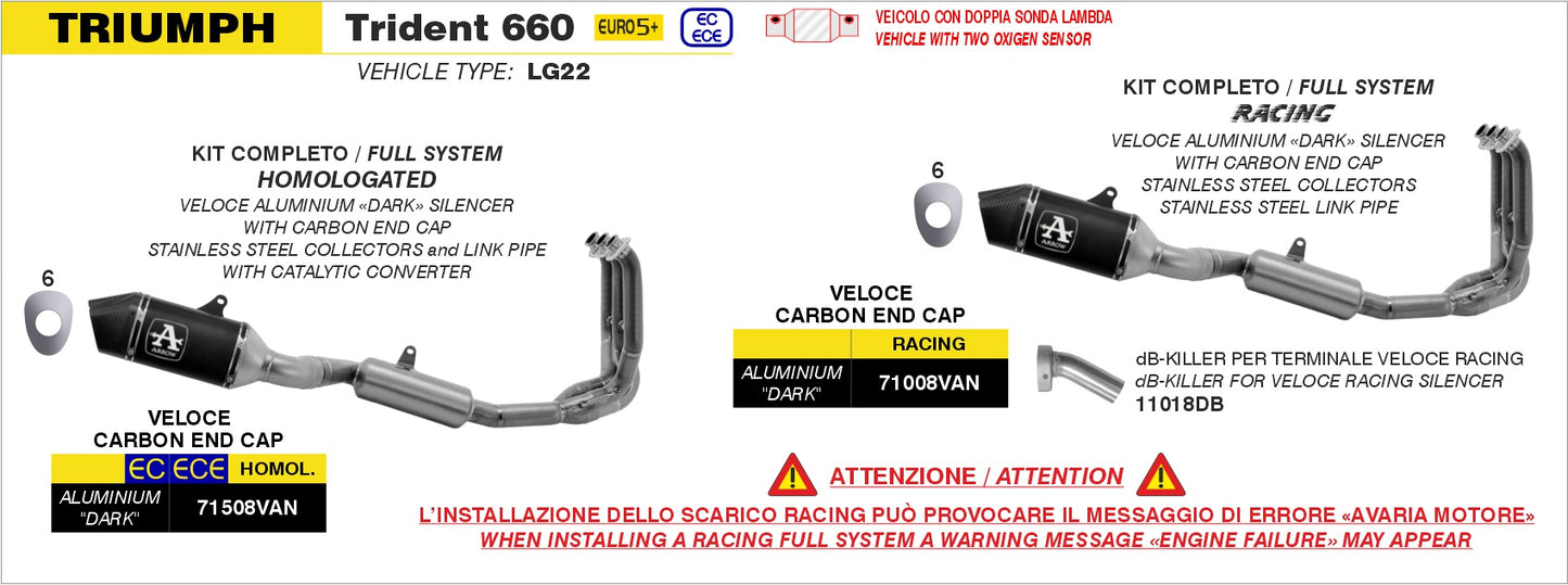 Kit completo racing con terminale Veloce in alluminio Dark