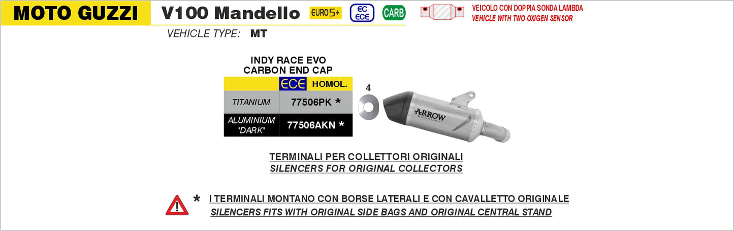 Terminale Indy Race EVO alluminio Dark con fondello carby