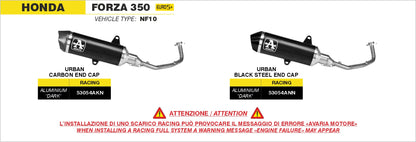 Kit completo racing con terminale Urban in alluminio Dark con fondello carby