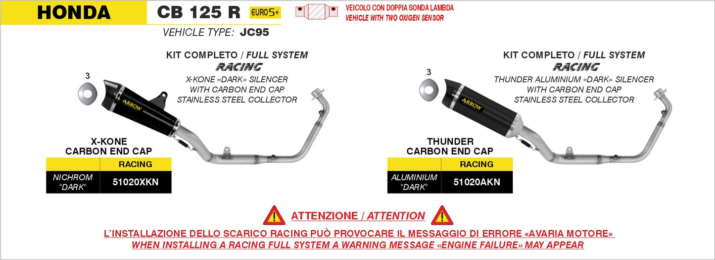 Kit completo racing con terminale Thunder in alluminio Dark