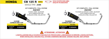 Kit completo racing con terminale Thunder in alluminio Dark