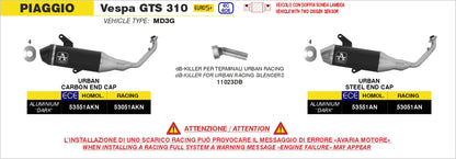 Kit completo racing con terminale Urban in alluminio Dark con fondello inox