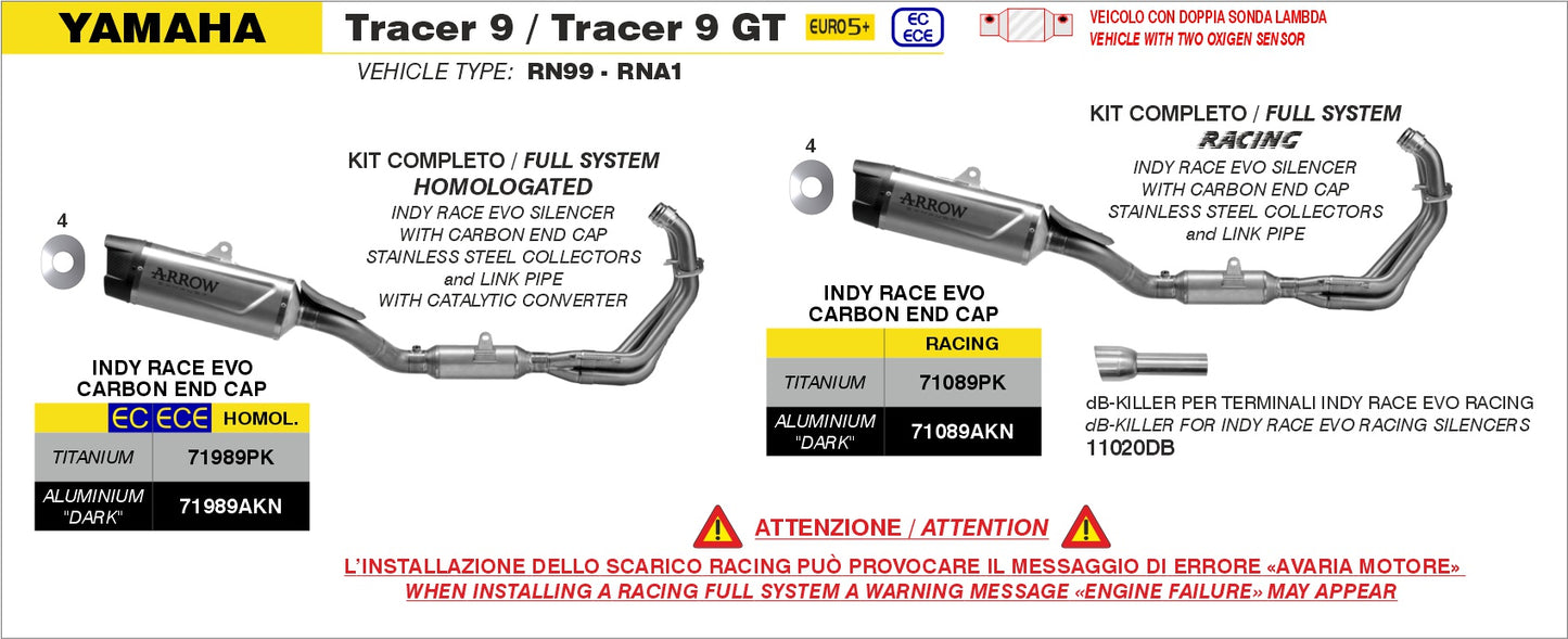Kit completo racing con terminale Indy Race EVO in alluminio Dark