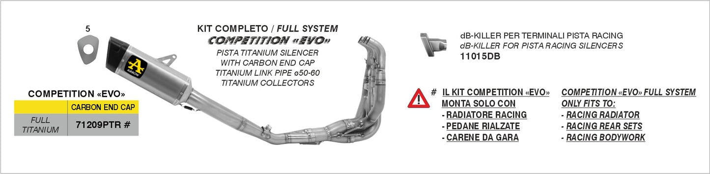 Terminale Indy Race EVO titanio Track Day per kit completo Competition