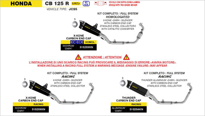 Kit completo racing con terminale Thunder in alluminio Dark