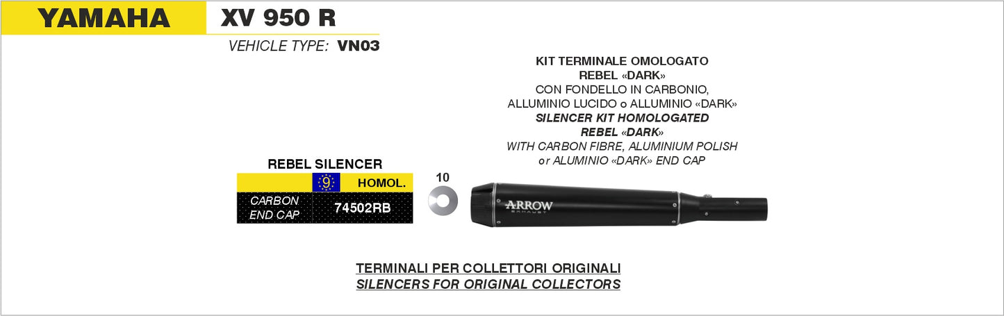 Kit terminale Rebel con fondello in carbonio