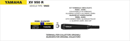 Kit terminale Rebel con fondello in carbonio
