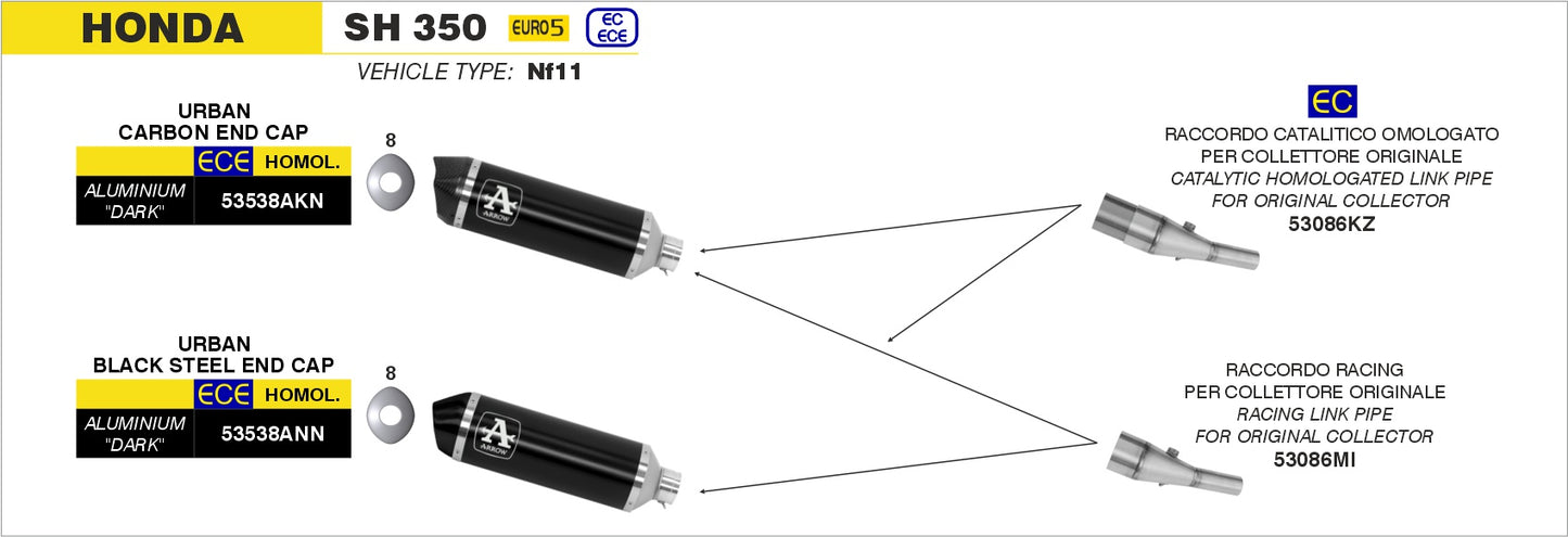 Raccordo catalitico omologato per scarico Urban