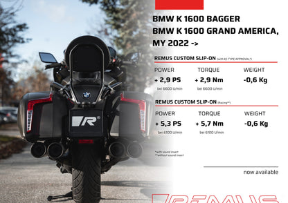 REMUS Quad Exhaust EC approved stainless steel black for BMW K 1600 B 2018-2024