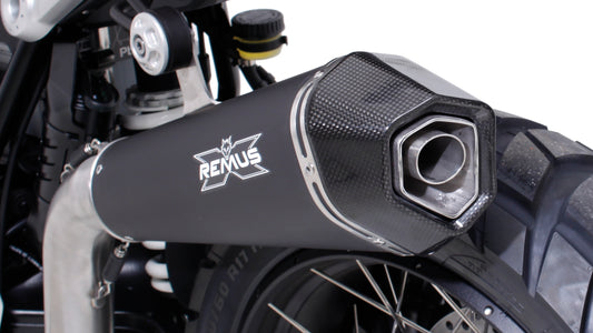 Remus Hypercone stainless steel black upswept EC approved slip-on for BMW R 1200 NINE-T SCRAMBLER 2017-2020