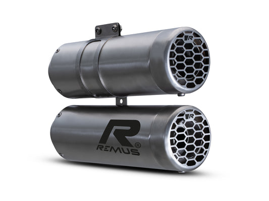 Remus Double Mesh stainless steel brushed homologated slip-on for BMW R NINE-T 2021-2023