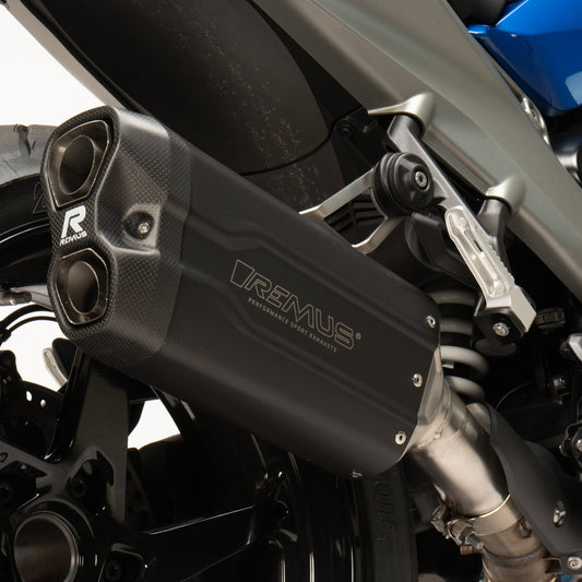 Remus 8 2.0 stainless steel black racing slip-on for BMW R 1300 RS 2025