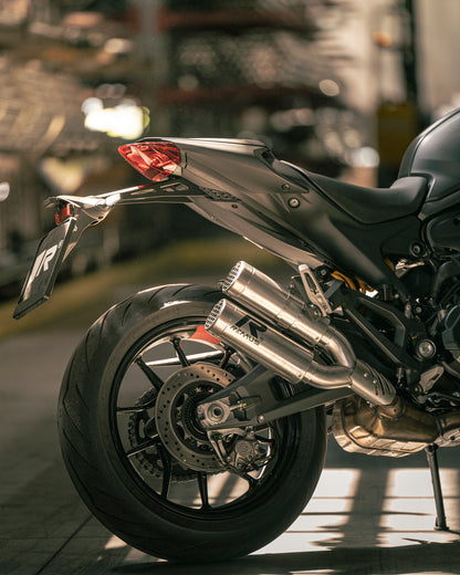 Remus Double Mesh stainless steel brushed racing slip-on for Ducati Monster 937 2021-2023