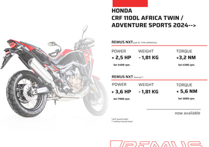 Remus Nxt stainless steel black EC- approved slip-on for HONDA CRF 1100 L AFRICA TWIN /ADVENTURE SPORT 2024-2025
