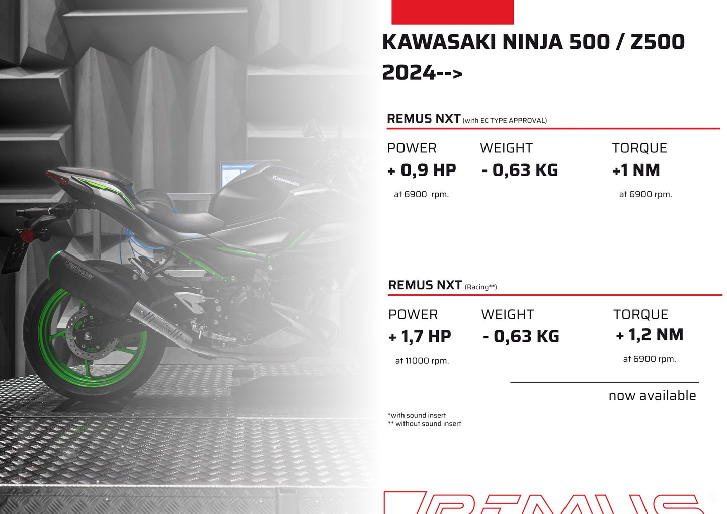 Remus Nxt stainless steel black racing slip-on for KAWASAKI NINJA 500 2024