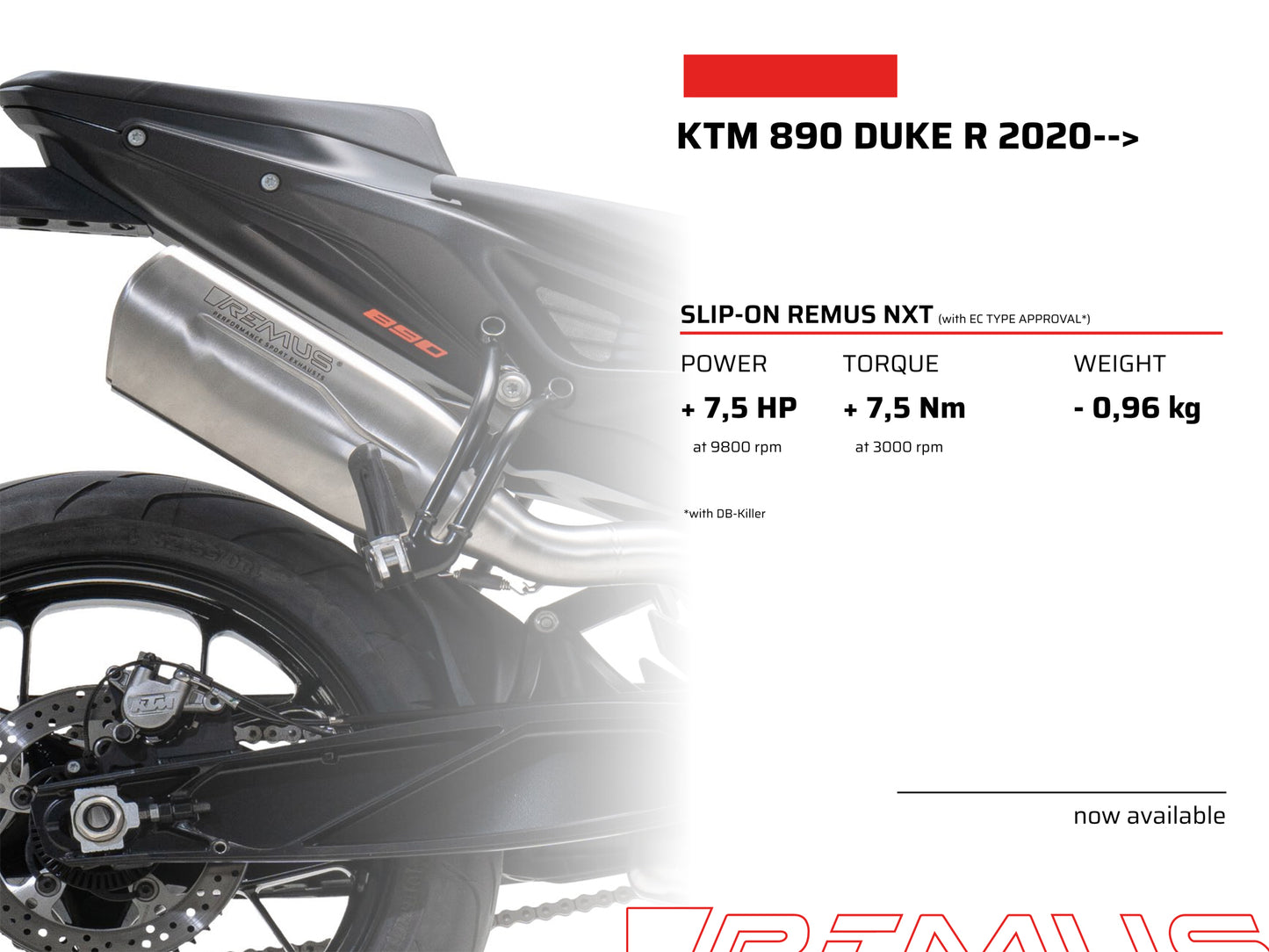 Remus Nxt stainless steel black EC- approved slip-on for KTM 890 DUKE /R 2020-2023