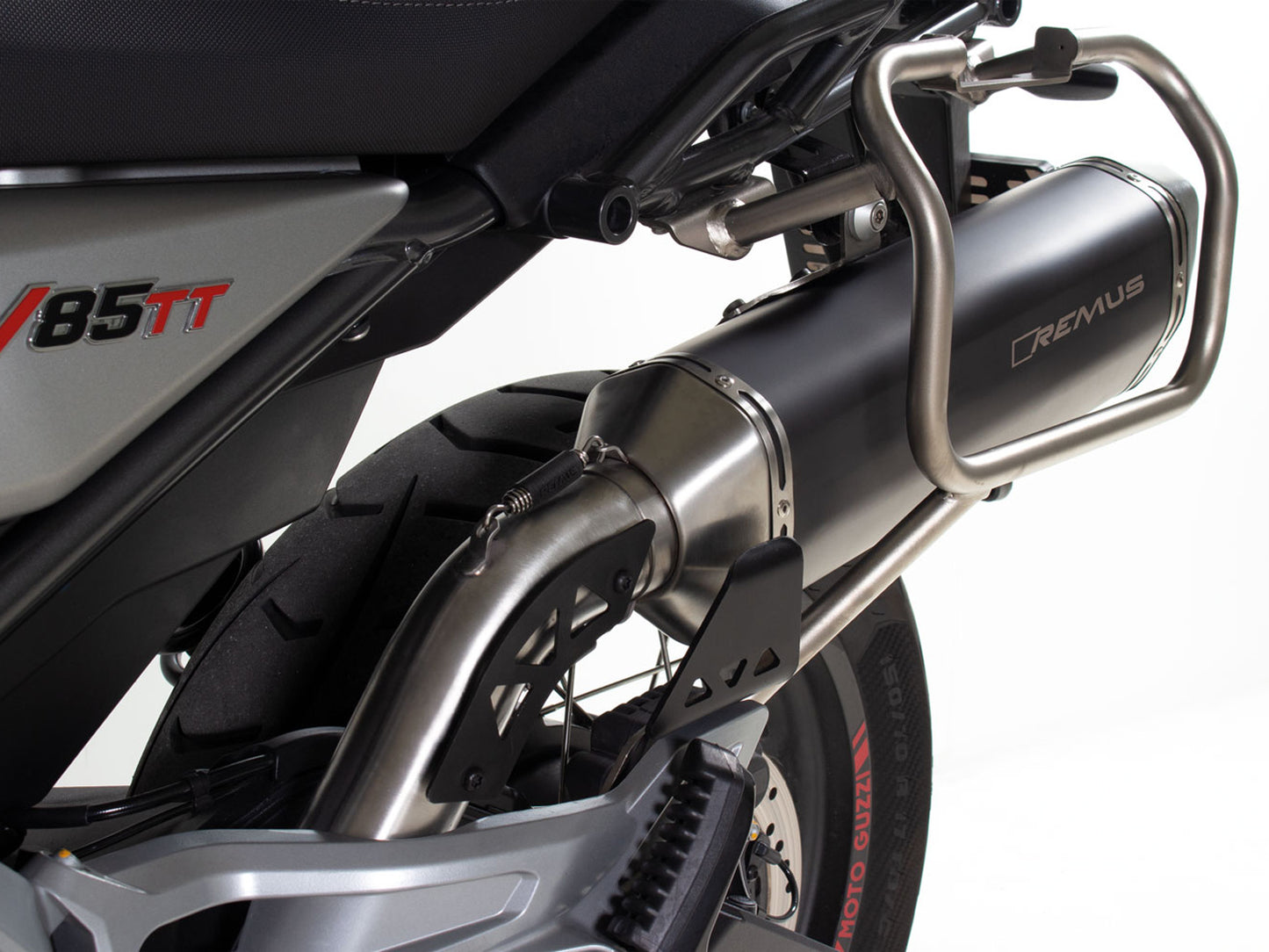 Remus Black Hawk steel matt racing slip-on for MOTO GUZZI V85 TT 2019-2023