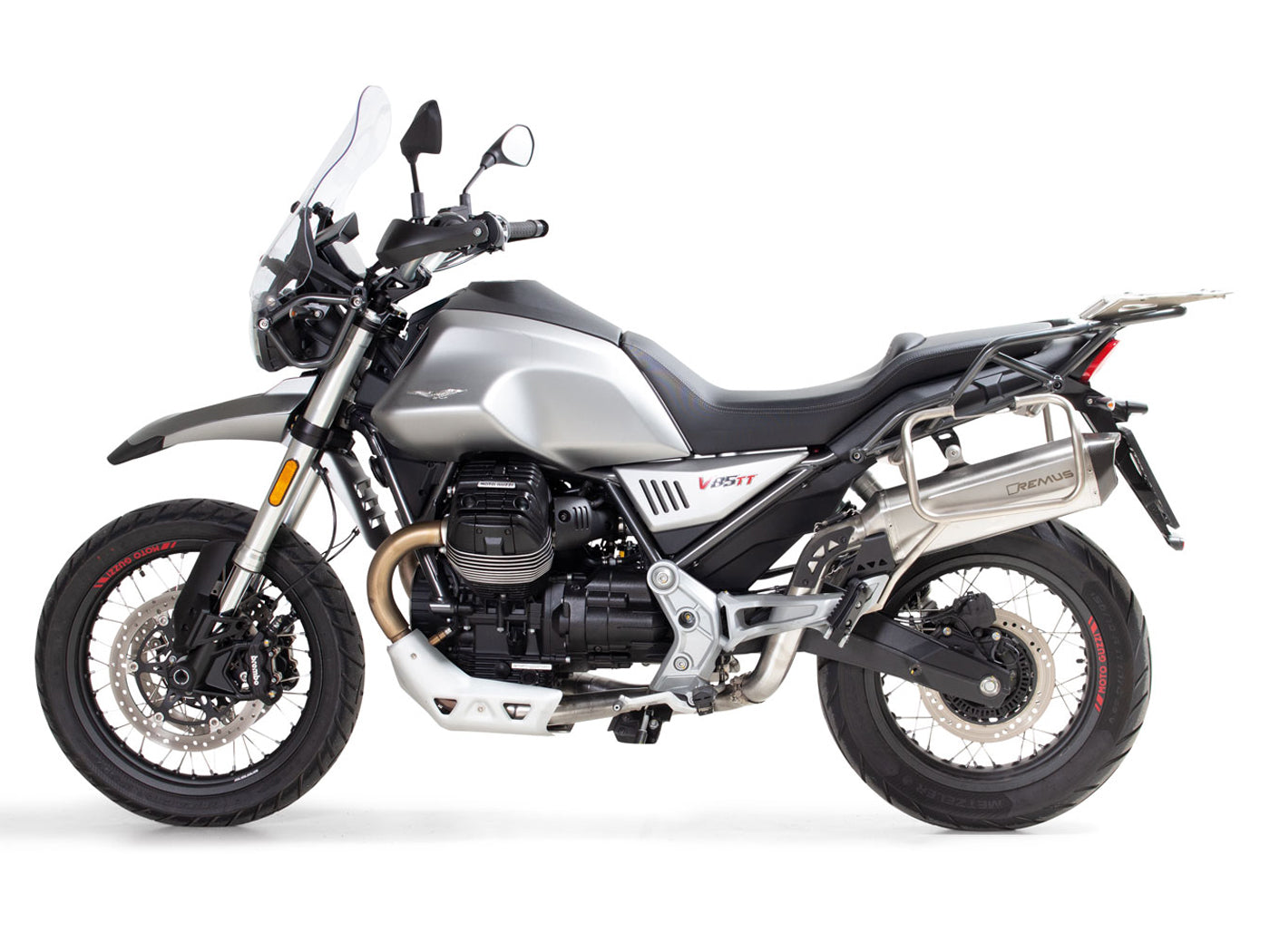 Remus Black Hawk steel matt racing slip-on for MOTO GUZZI V85 TT 2019-2023