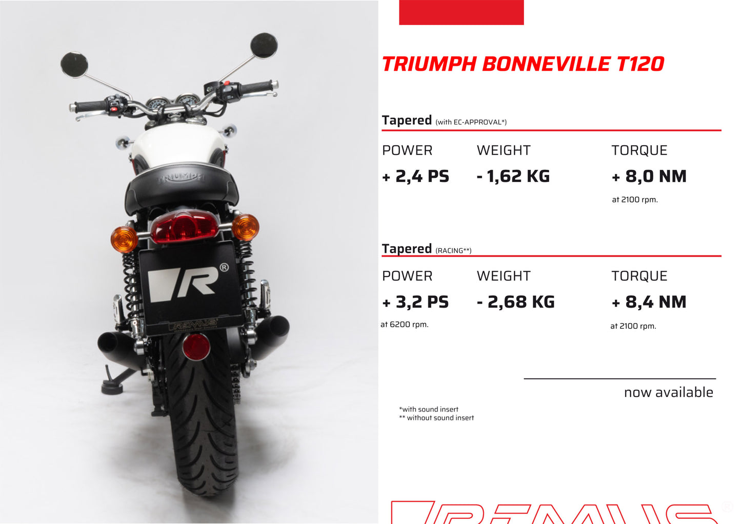 Remus Custom stainless steel matt slip-ons set racing for TRIUMPH BONNEVILLE T120 2025