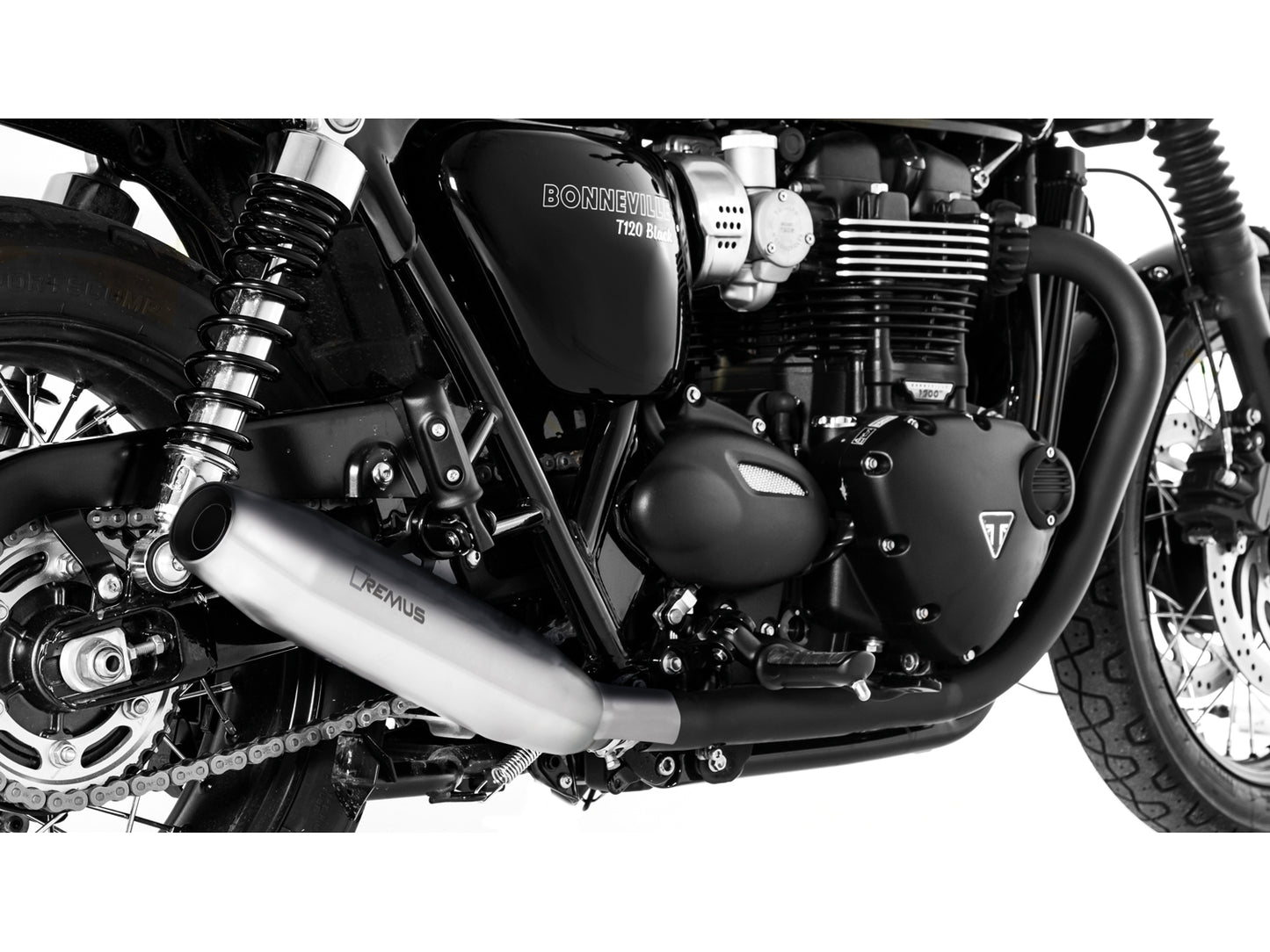 Remus Custom stainless steel chrome slip-ons set EC approved for TRIUMPH BONNEVILLE T120 2016-2020