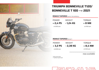 Remus Custom stainless steel matt slip-ons set EC approved for TRIUMPH BONNEVILLE T120 2025