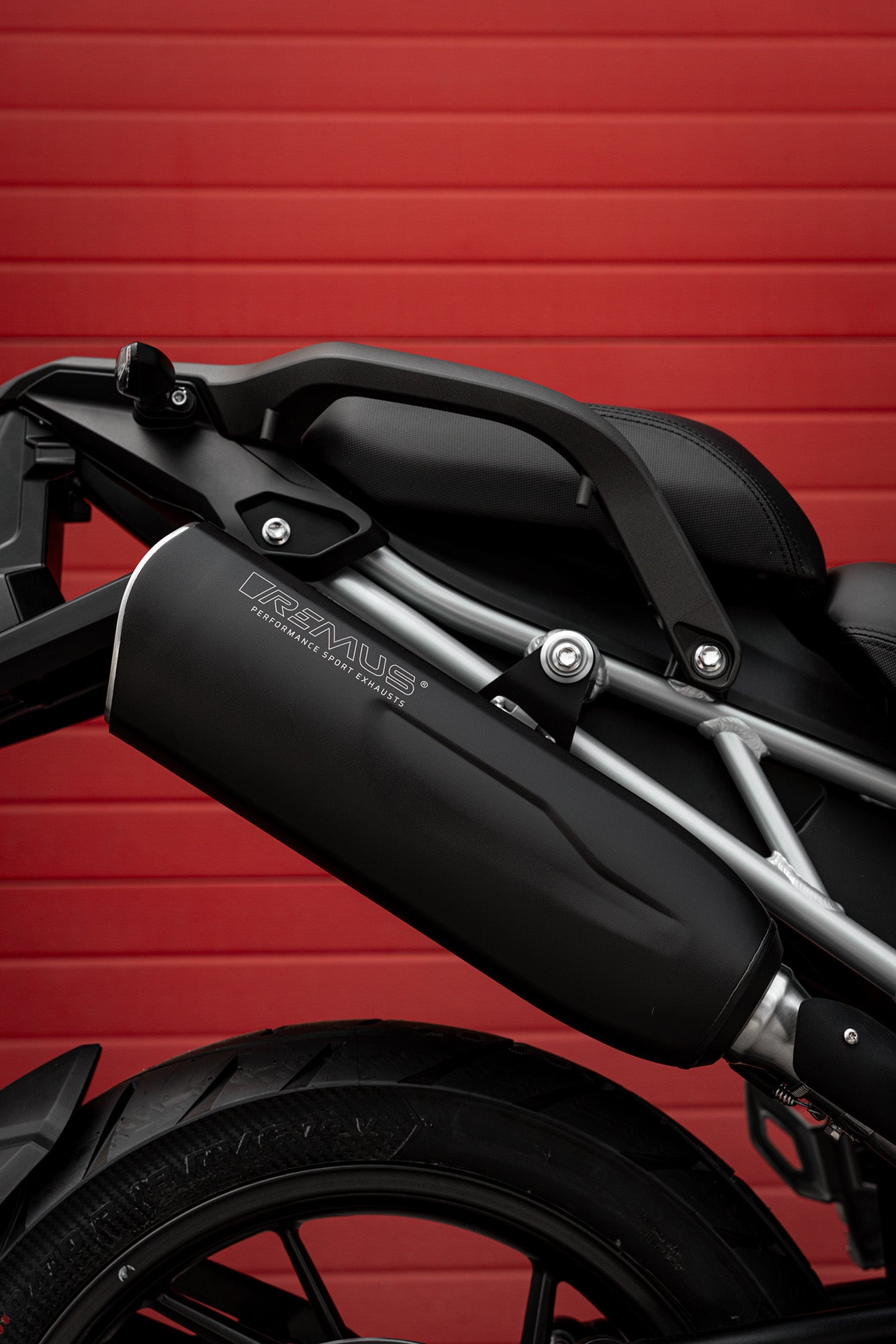 Remus Nxt stainless steel black racing slip-on for TRIUMPH TIGER 1200 GT 2023-