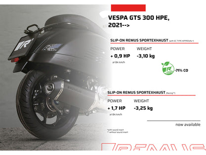 Remus EC approved stainless steel SportExhaust NOTTE full system for VESPA GTS 300 HPE 2021-2024
