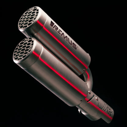 Remus Double Mesh stainless steel brushed homologated full system for VESPA GTS 300 HPE 2021-2024