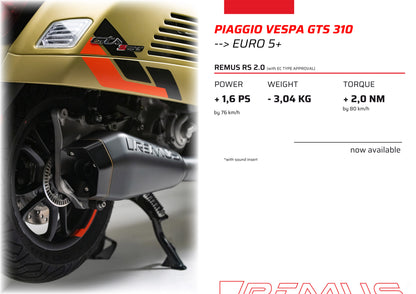 Remus RS 2.0 black EC- approved full system for VESPA GTS 310 2025