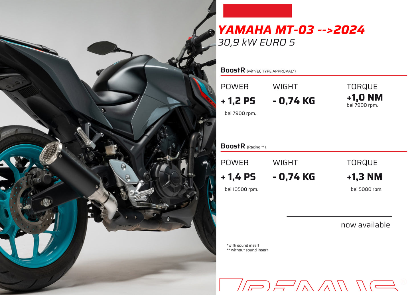 Remus BoostR racing slip-on for YAMAHA MT-03 2024-2025