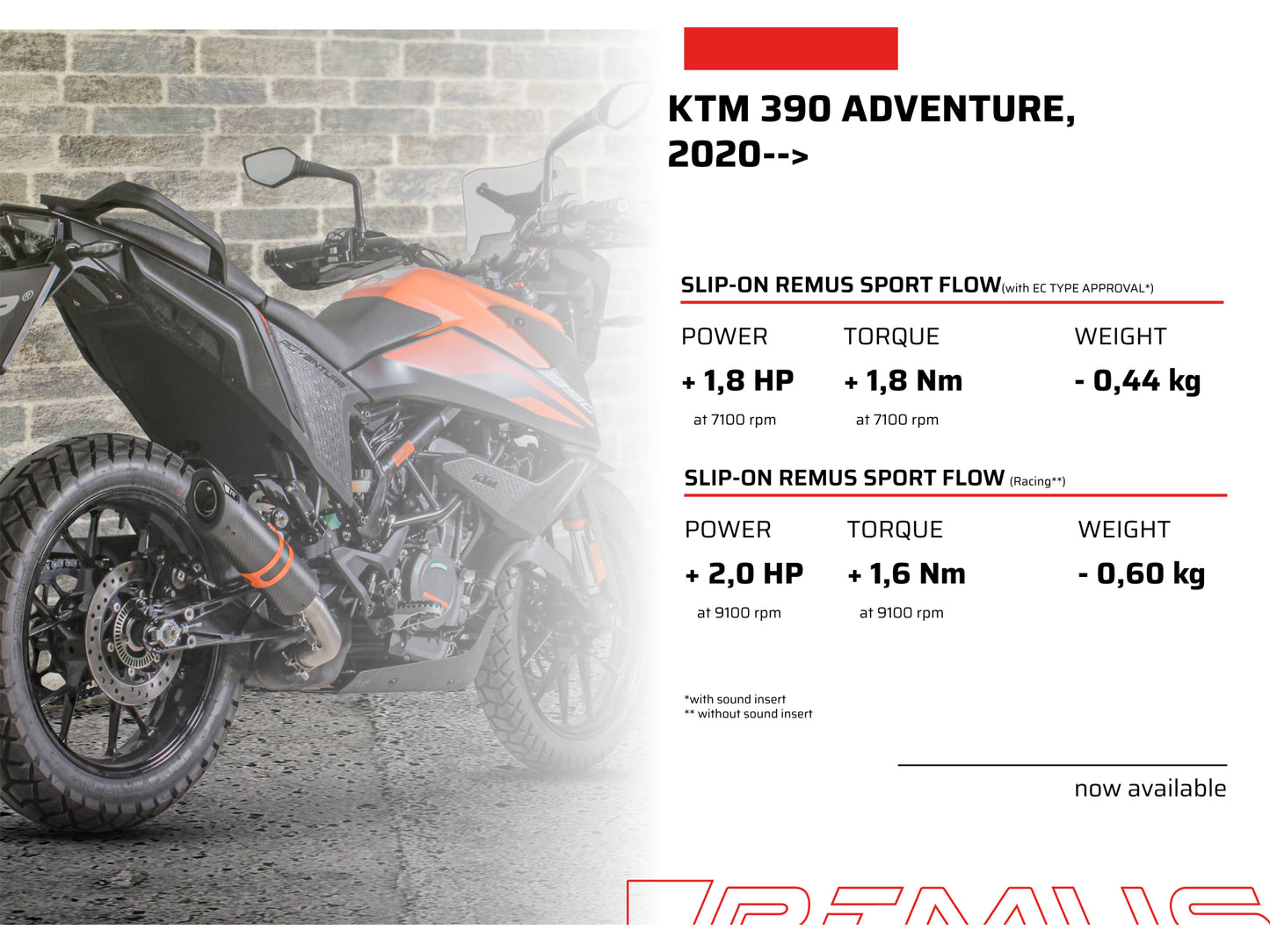 Remus Sport Flow slip on for KTM 390 ADVENTURE 2020, EC approval