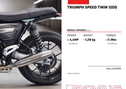 Remus Tapered stainless steel black slip-ons set racing for TRIUMPH SPEED TWIN 1200 2025