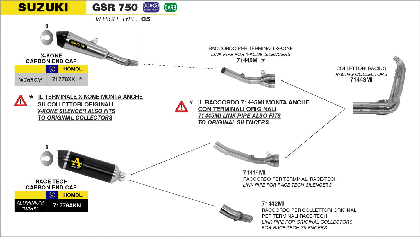 Raccordo per terminali Race-Tech, per collettori Arrow
