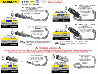 Kit completo omologato con terminale Indy Race EVO in titanio
