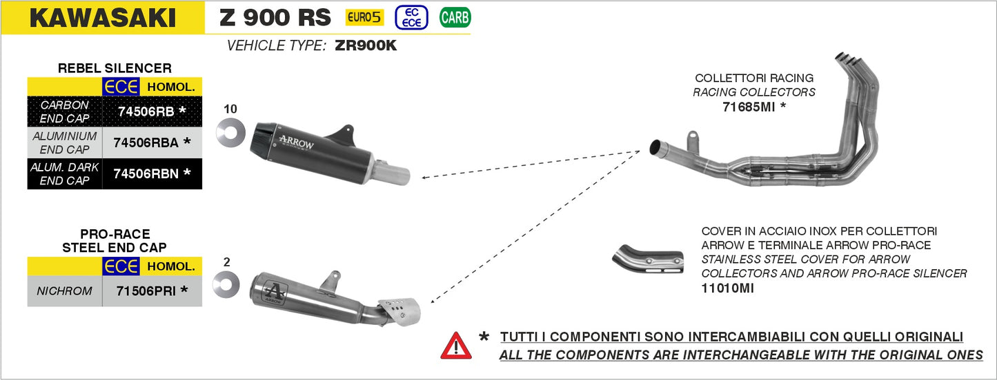 Kit terminale Rebel con fondello in alluminio lucido