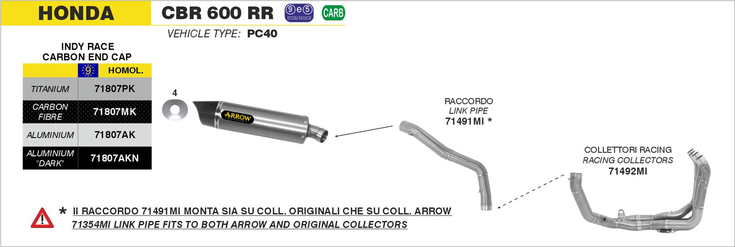 Terminale Indy-Race carbonio con fondello carby