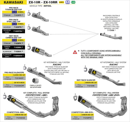 Kit intermedio racing - Terminale Pro-Race titanio + Raccordo titanio - fondello con rete